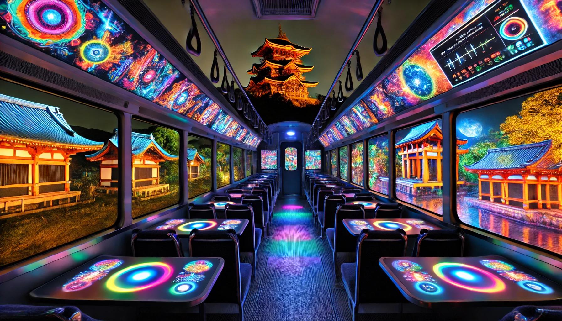 A nighttime digital art train experience in Osaka